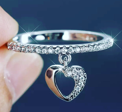 Hollow Heart Charm Ring