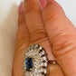 Sapphire Blue With White Marquis CZ Ring