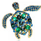 Sea Turtle Crystal Brooch