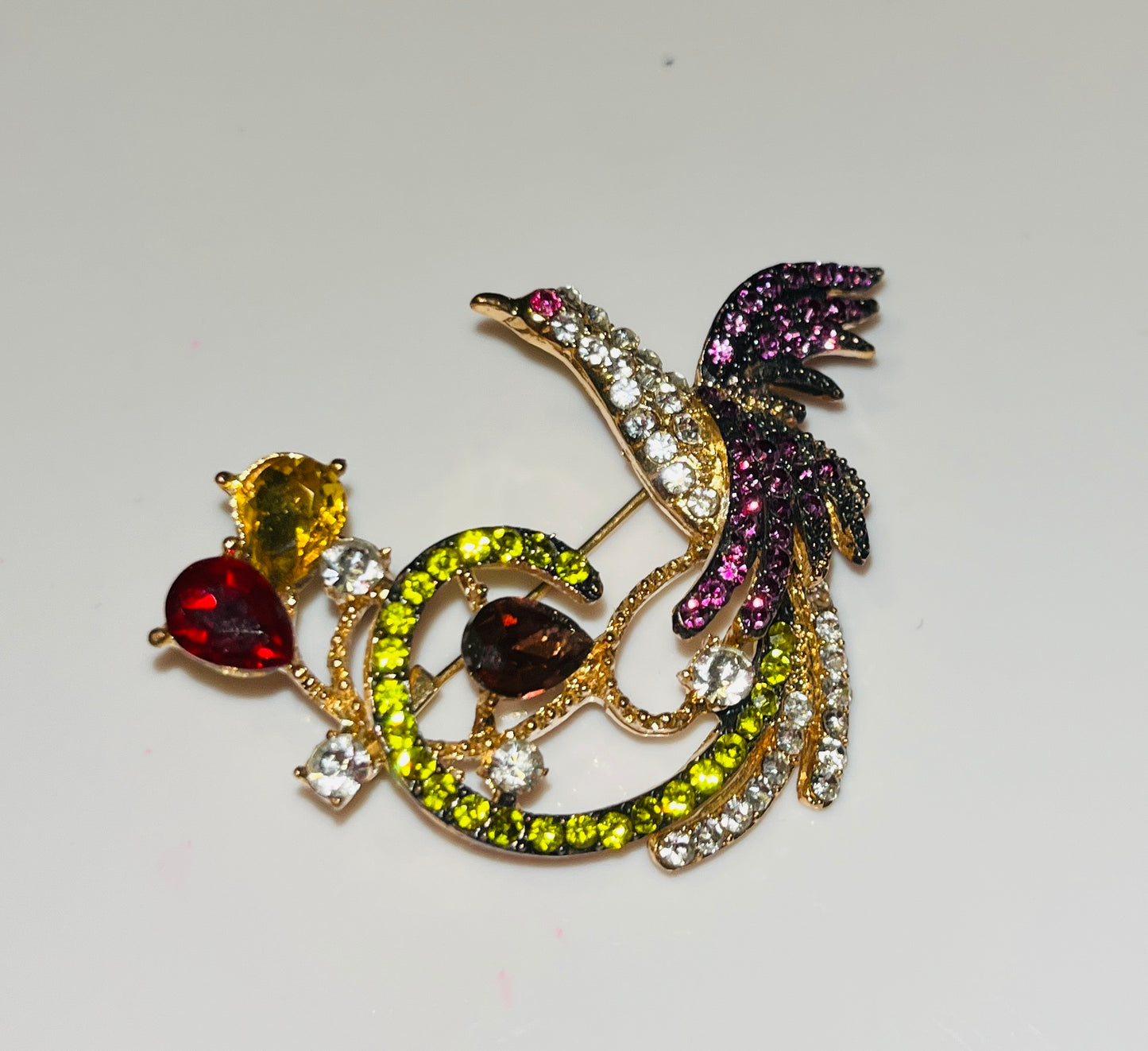 Crystal Bird Brooch