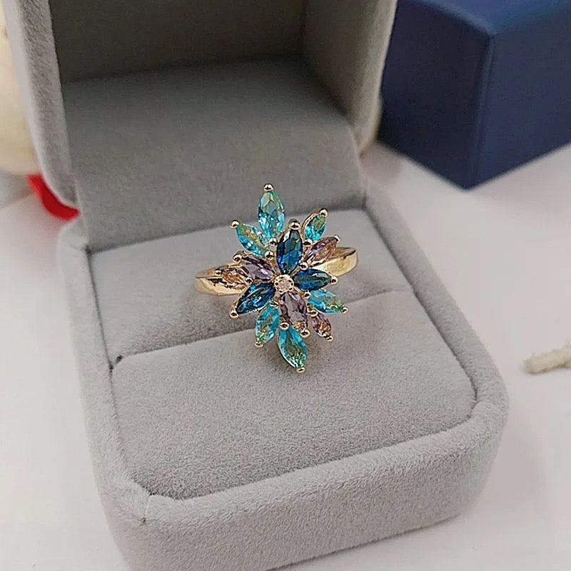 Aurora Borealis Crystal Ring