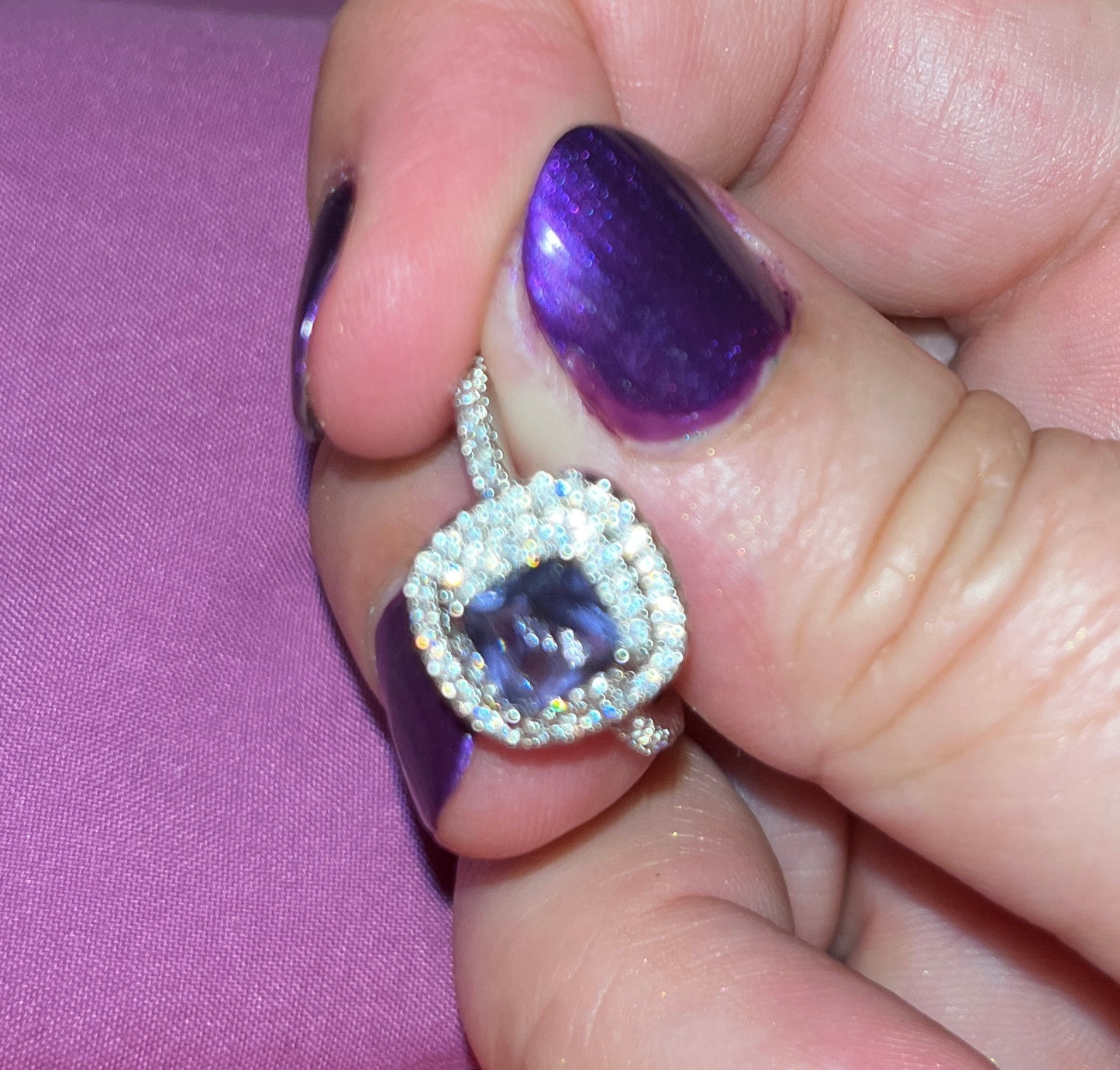 Purple Double Tier CZ Ring