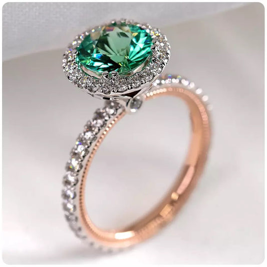 Round Green Stone Crystal Zircon Ring