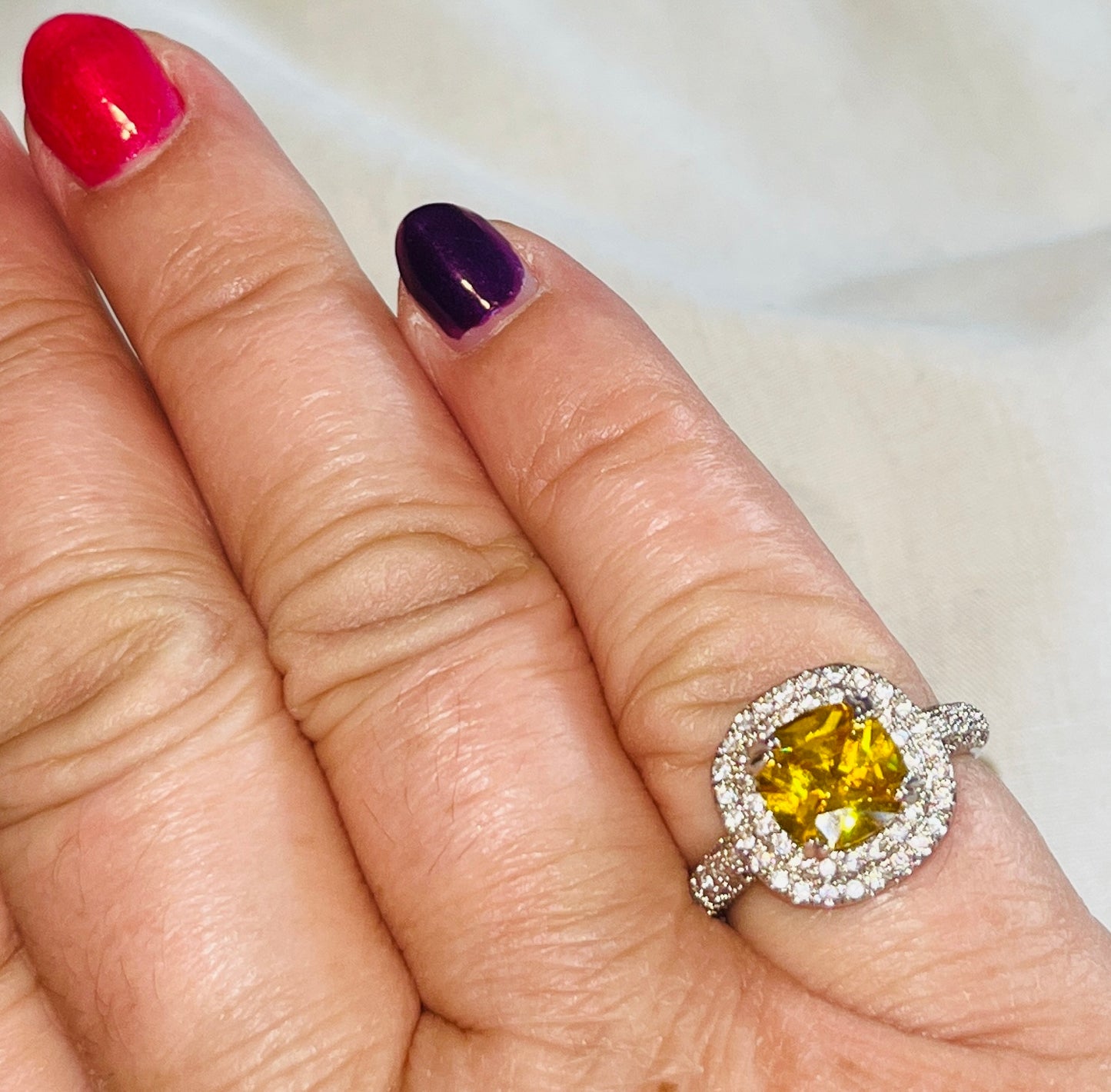 2-Tier CZ Citrine Ring