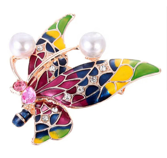 Butterfly Coloured Enamel Brooch