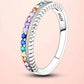 925 Silver Rainbow CZ Twist Pattern Ring
