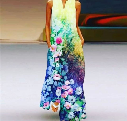 "Breezy Summer's Eve" 3D Botanical Dress