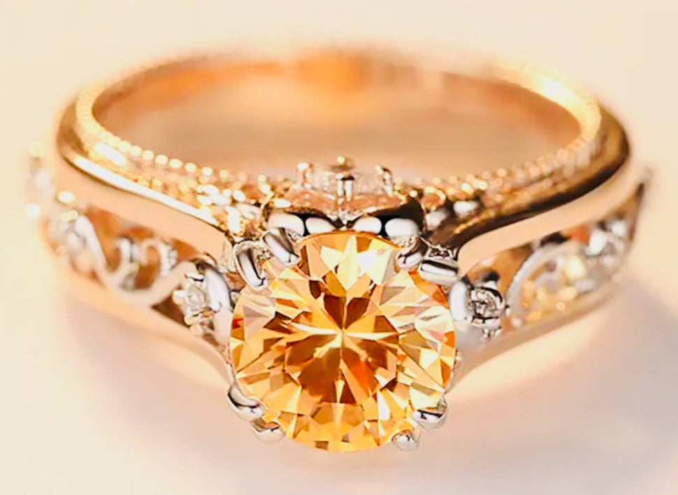 Romantic AAA+ Champagne CZ Ring