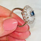 Sapphire Blue With White Marquis CZ Ring