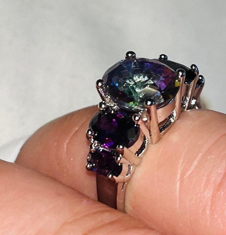 925 Silver 5-Stone Purple Topaz Ring