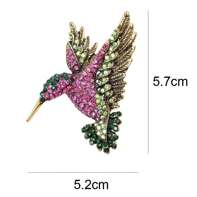 Rhinestone Hummingbird Brooch