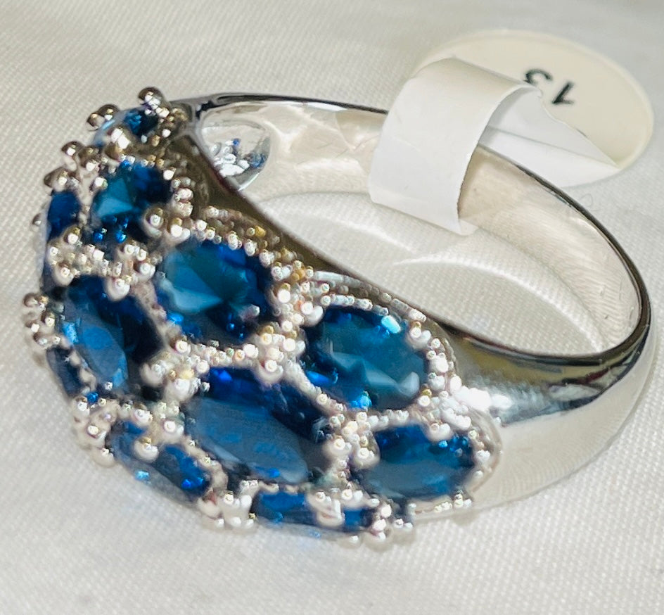 13-CZ Sapphire Blue Cluster Ring