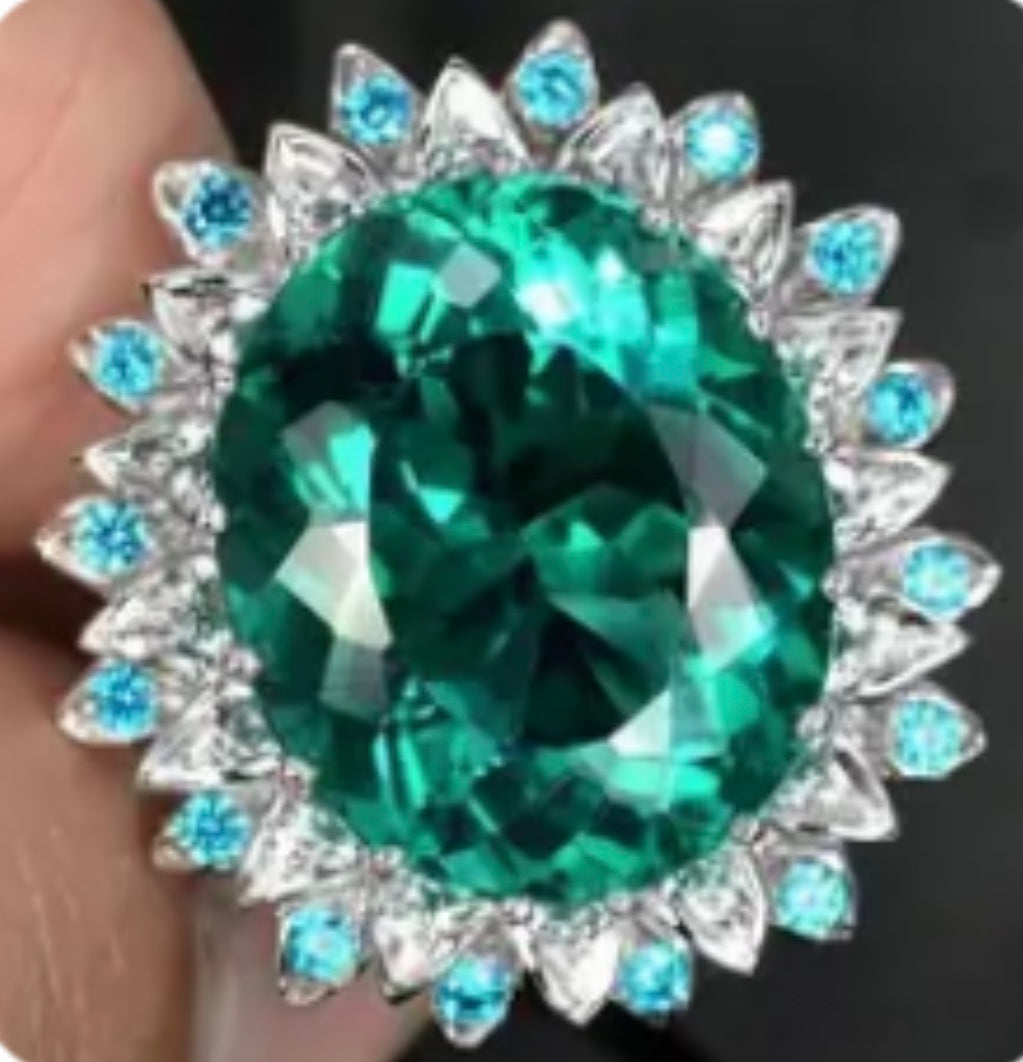 Green Crystal Heirloom Ring