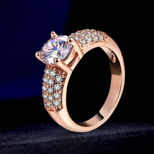 AAA+ Cubic Zirconia Crystal Rose Gold Ring