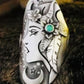 Goddess Face Silver Turquoise Stone Ring
