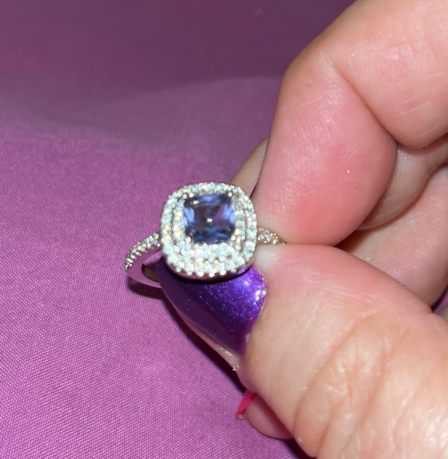 Purple Double Tier CZ Ring