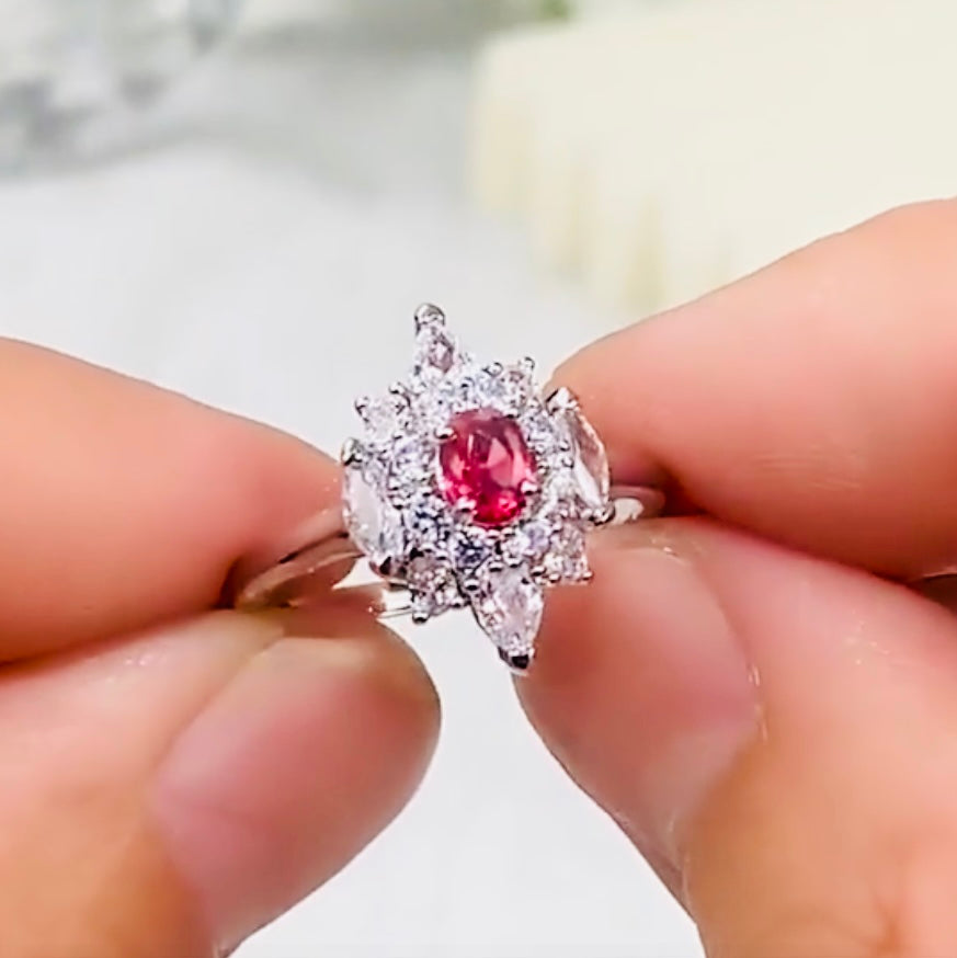 Retro Red Zircon Birthstone Ring