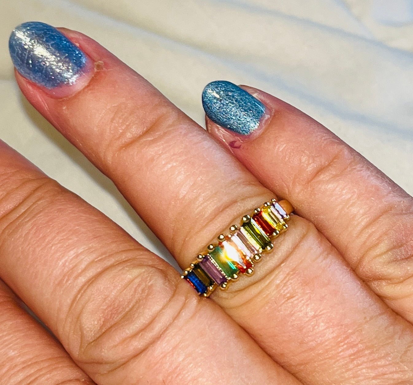 Rainbow CZ Arch Ring