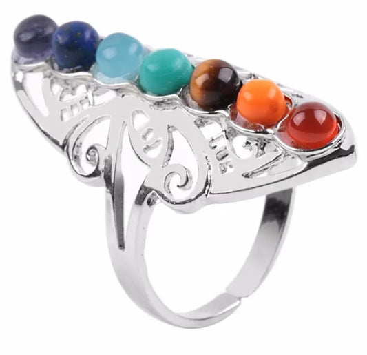 7-Chakra Natural Stone Ring