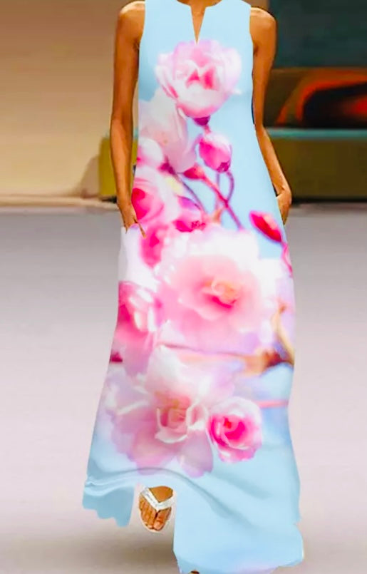 "Coral Charm Peony" 3D Botanical Dress