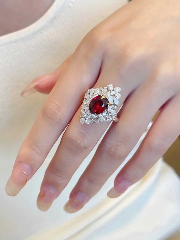 AAA Zircon Ruby Red Ring