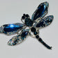 Blue Crystal Vintage Dragonfly Brooch