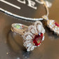 Bright Floral Red White AAA Zircon Ring