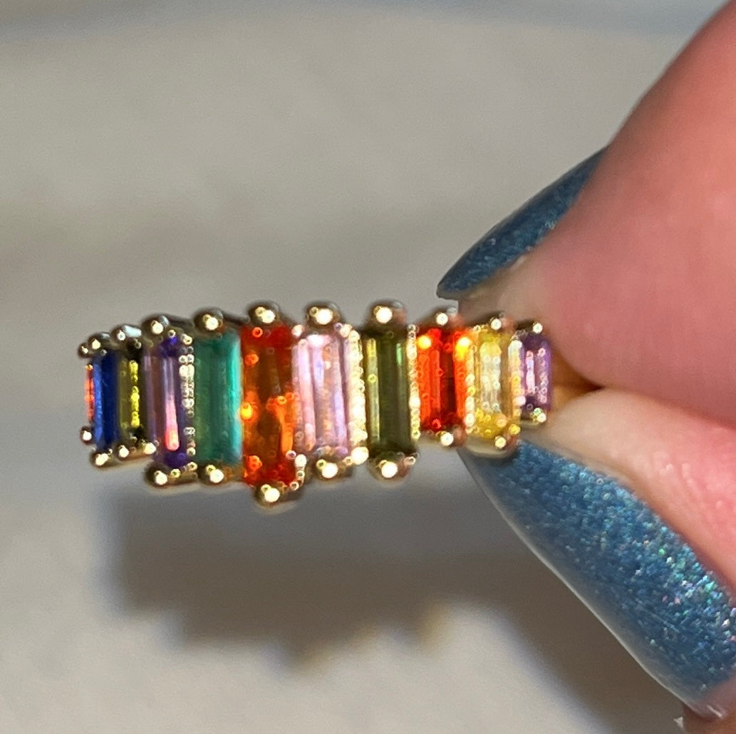 Rainbow CZ Arch Ring