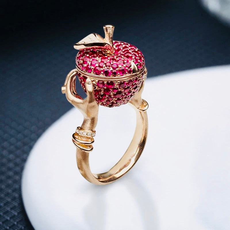 SPY Apple (Secret Compartment) CZ Ring