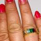 Square Cut Cubic Zirconia Eternity Rainbow Ring