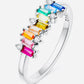 9 Rectangular Rainbow CZ 925 Silver Ring