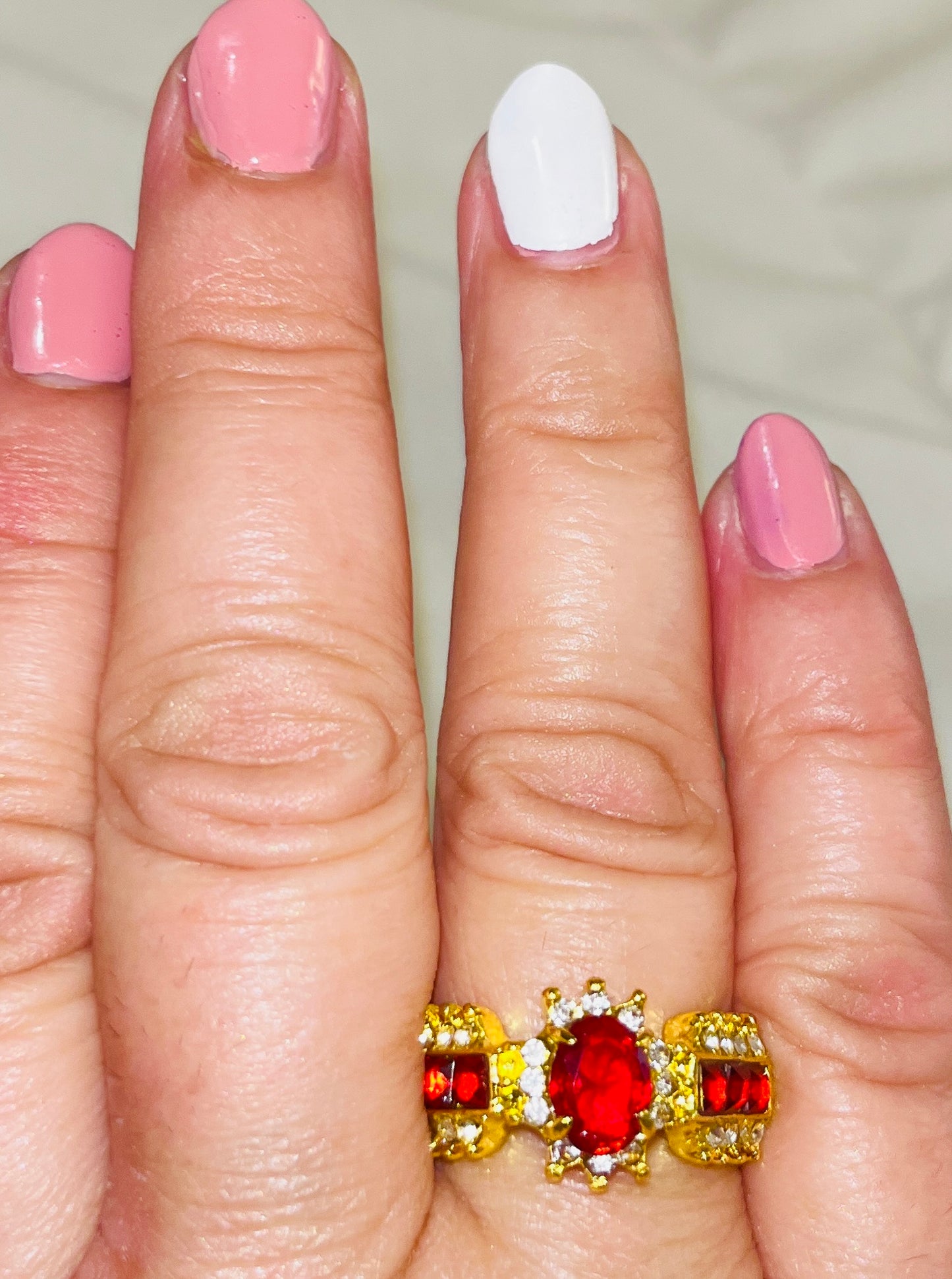 Brassy & Sassy Red CZ Ring