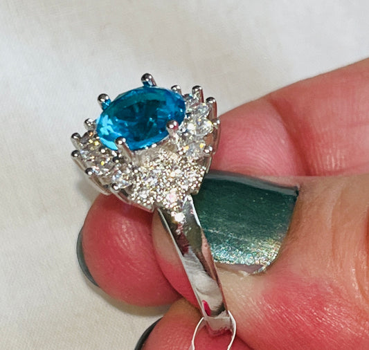 Out Of The Blue CZ Engagement Ring