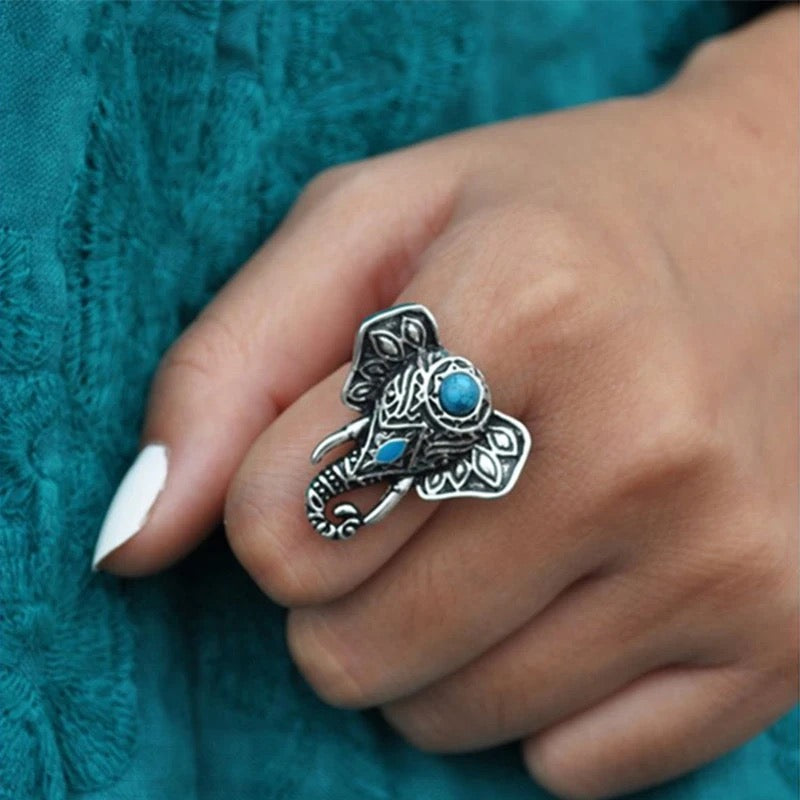 Boho Turquoise Elephant Ring