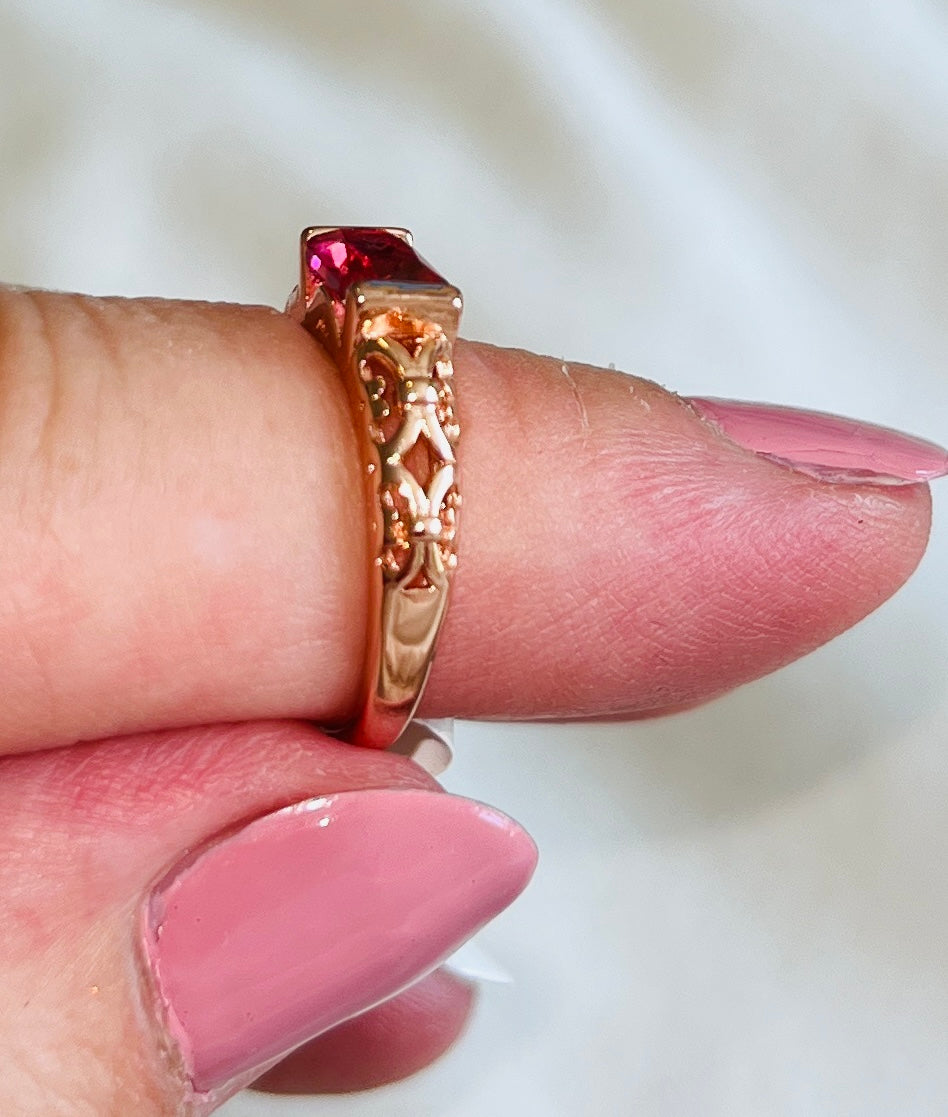 “In the Pink” Rose Gold Filagree Ring