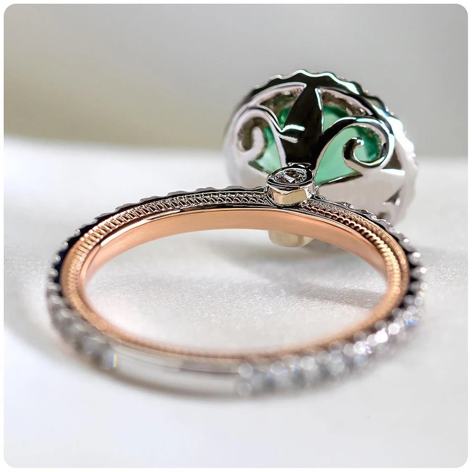 Round Green Stone Crystal Zircon Ring