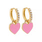 Pastel Heart Crystal Hoop Earrings