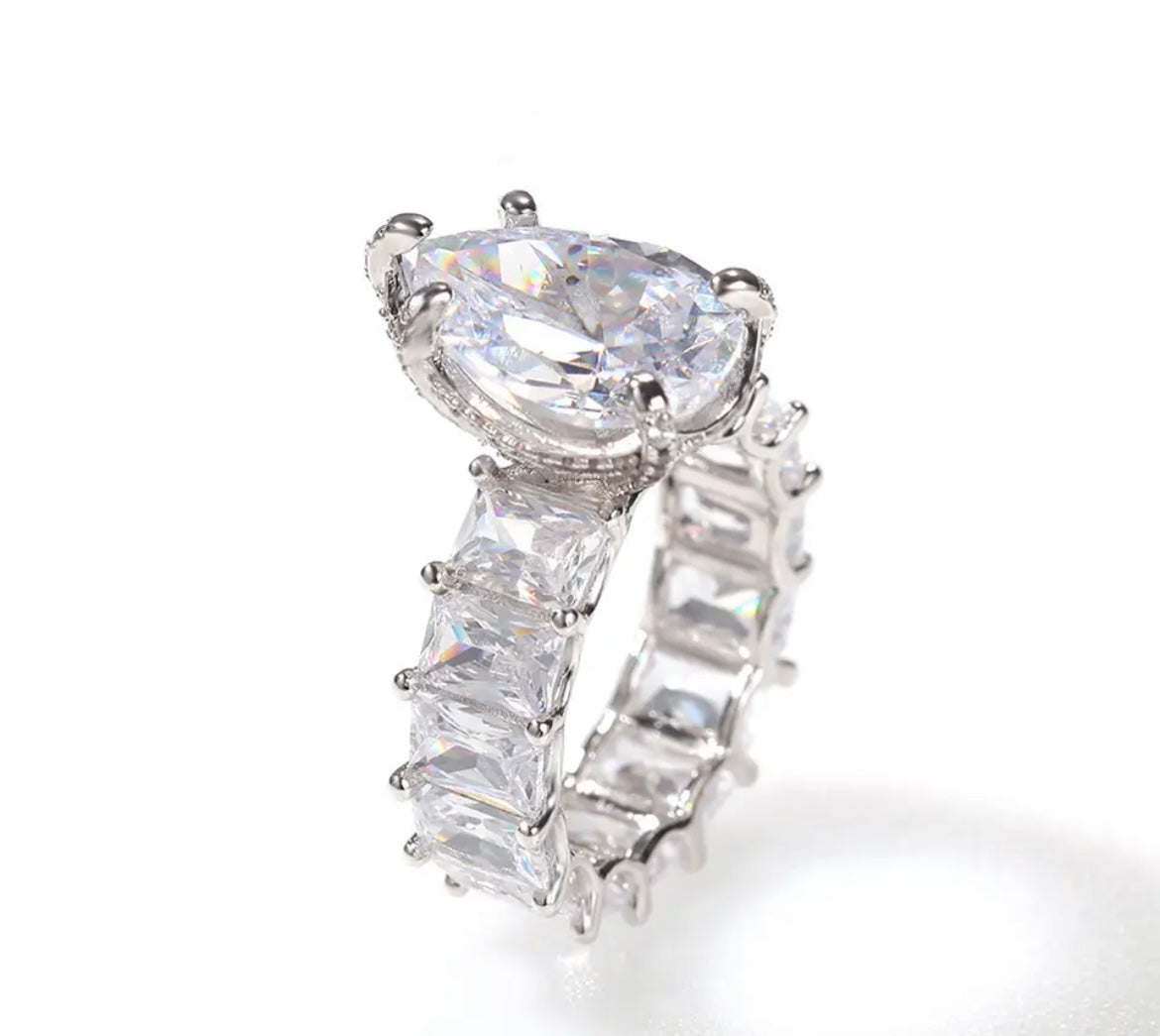 Gorgeous Giant Pear CZ Engagement Ring