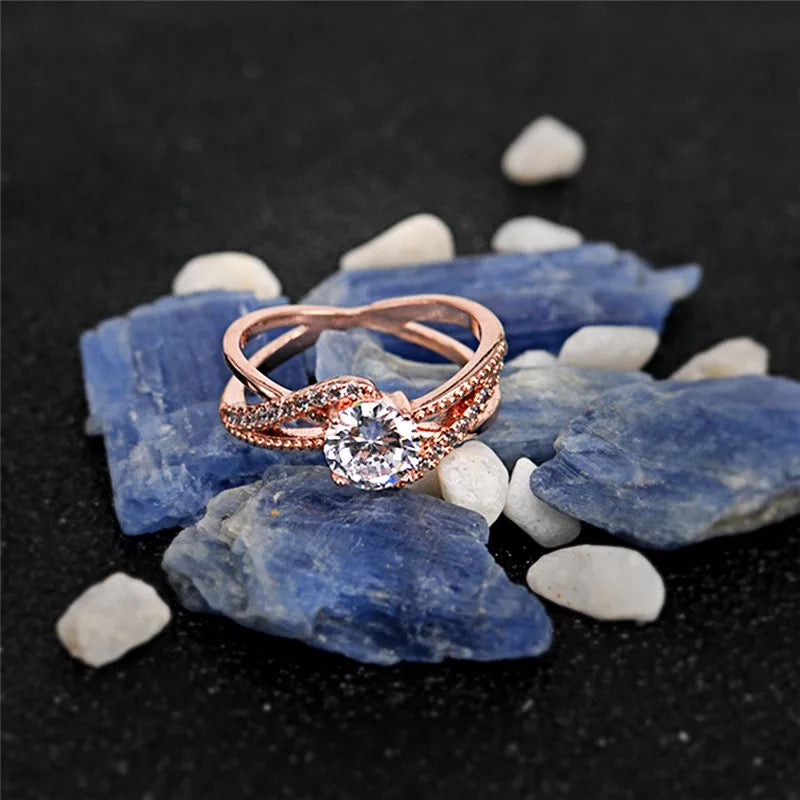 Rose Gold Zircon Stone Promise Ring