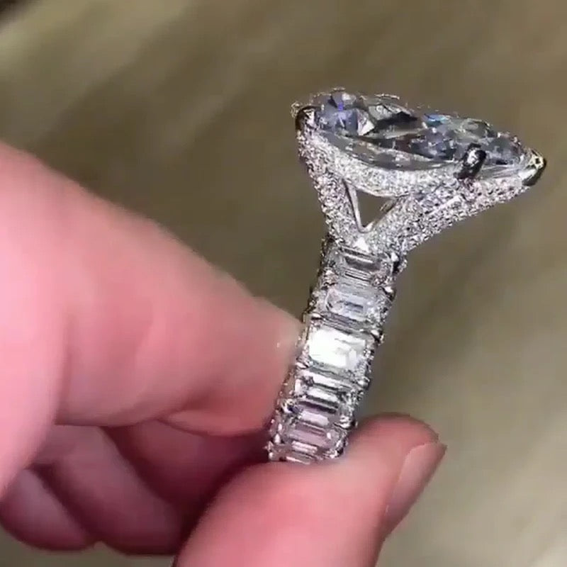 Gorgeous Giant Pear CZ Engagement Ring