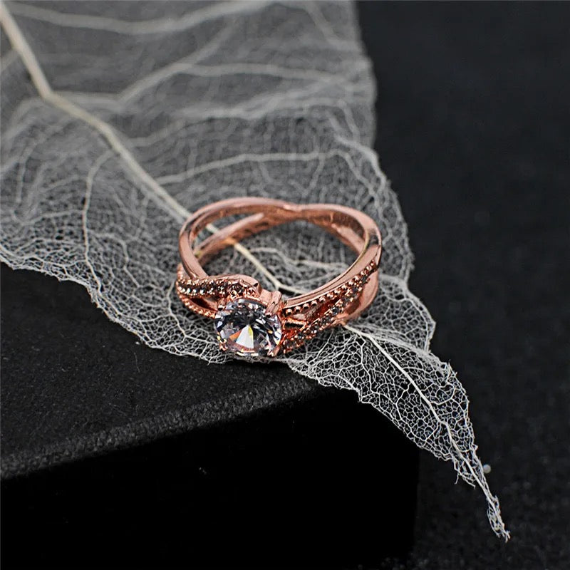 Rose Gold Zircon Stone Promise Ring