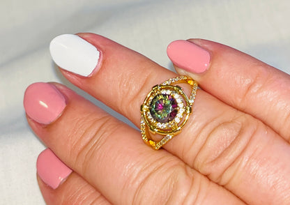 Round Topaz CZ Ring