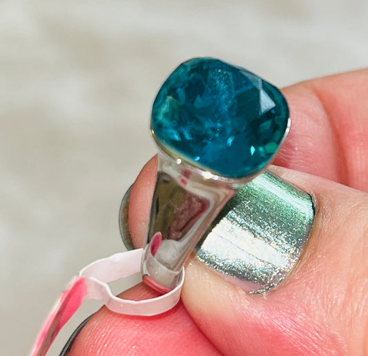 Blue Zircon Crystal Ring