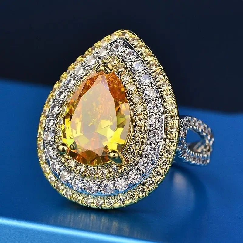 Luxury Jewelry Pear Crystal CZ Ring