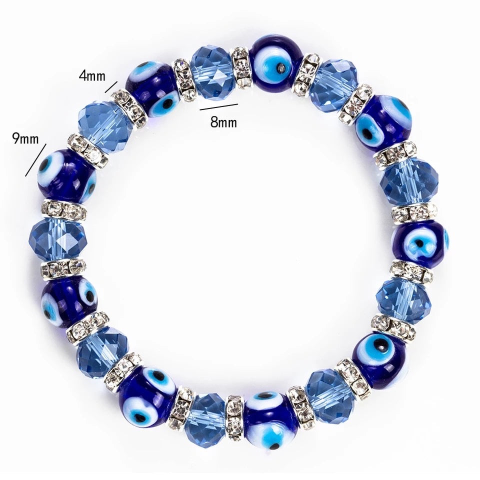 Evil Eye Glass Beaded Bracelet