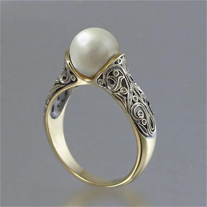 Vintage Simulated Pearl Detailed Ring