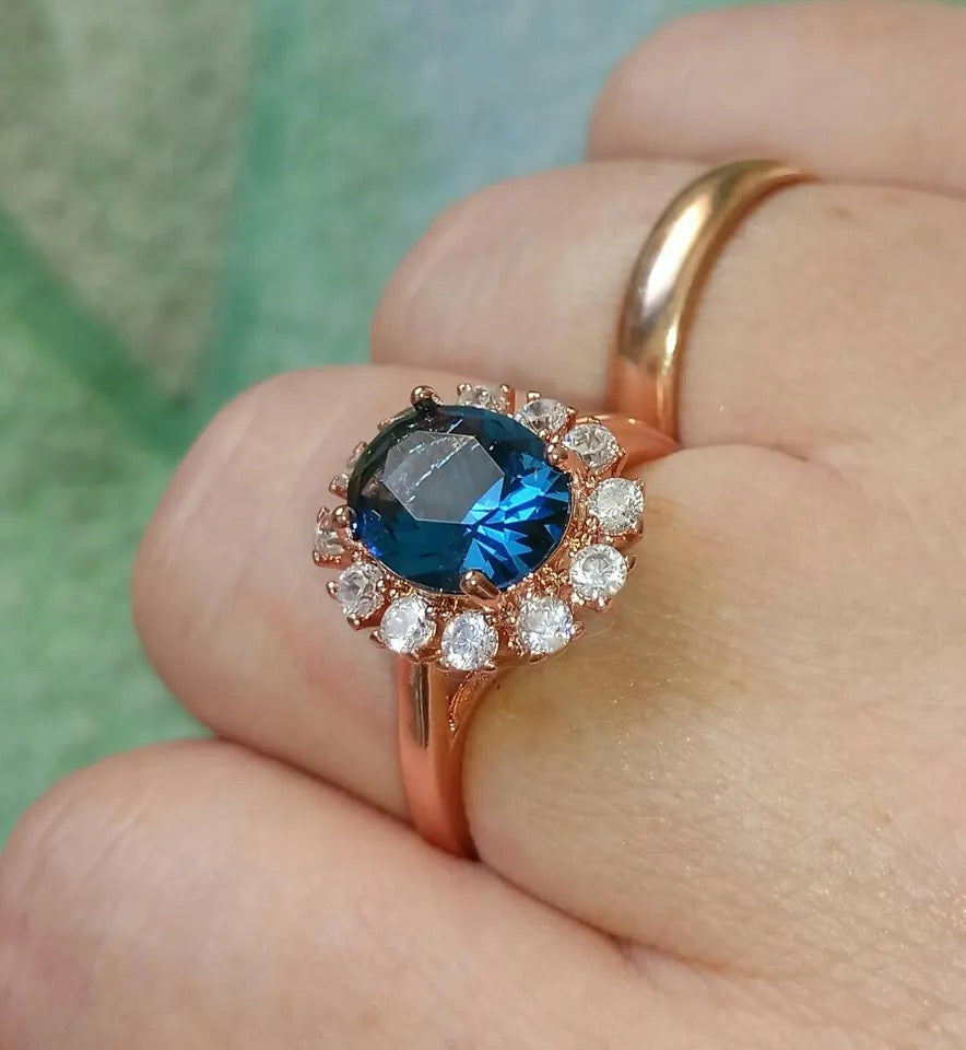 AAA Blue CZ Ring