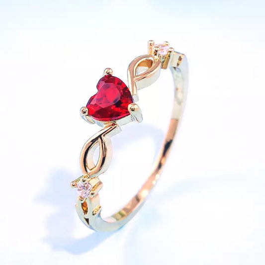 Red Heart Zircon Ring