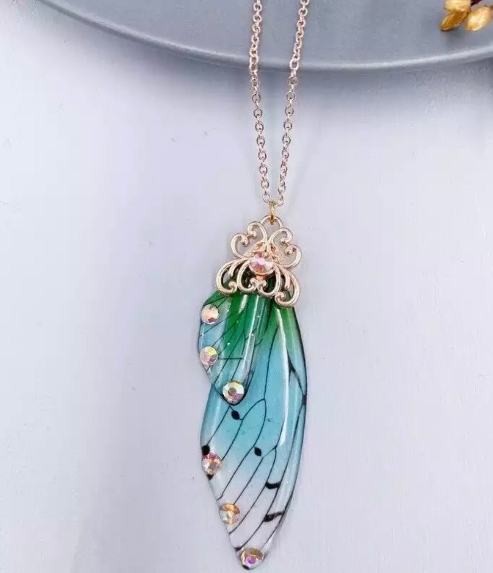 Fairy Wing Rhinestone Resin Pendants
