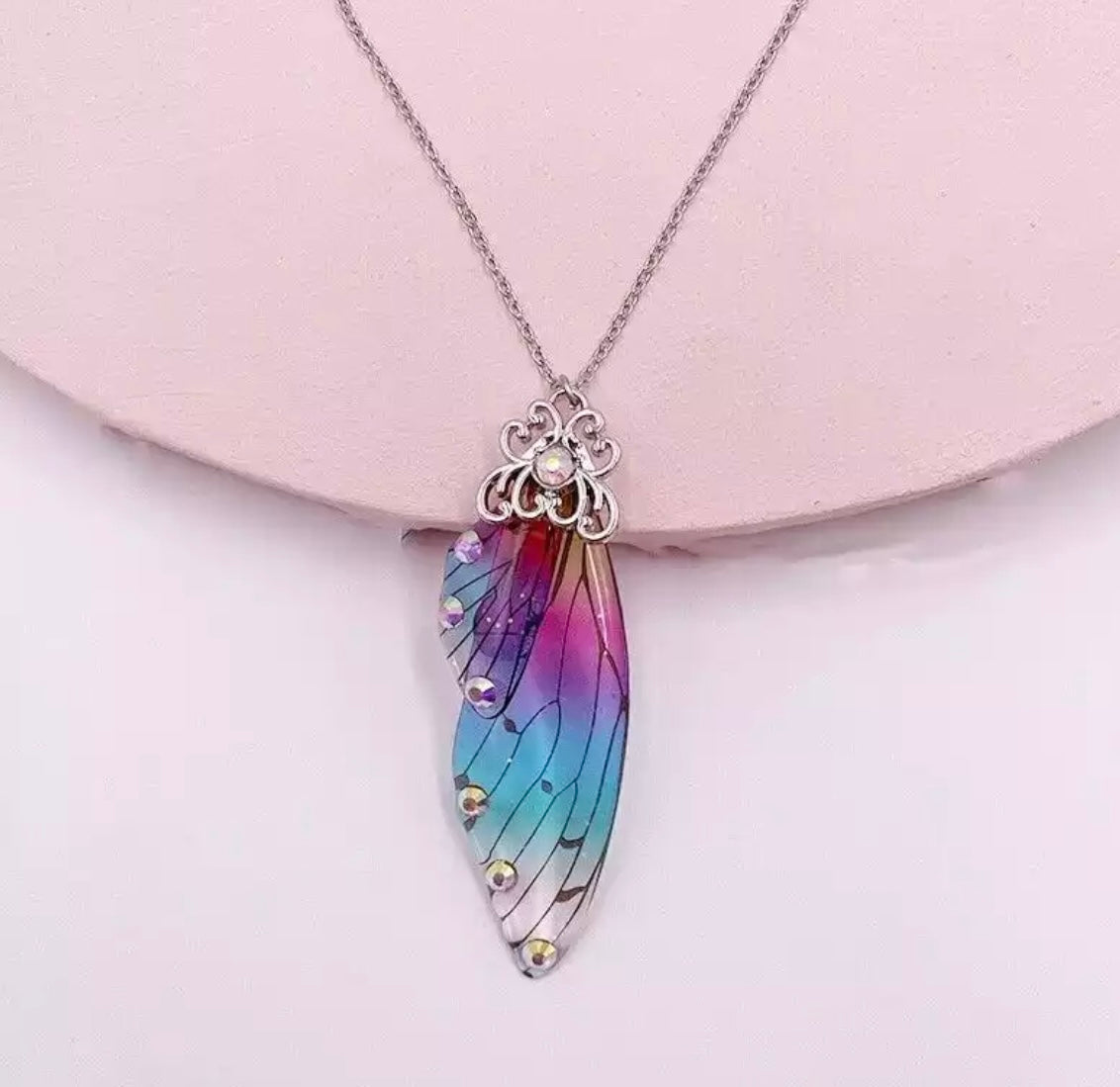 Fairy Wing Rhinestone Resin Pendants